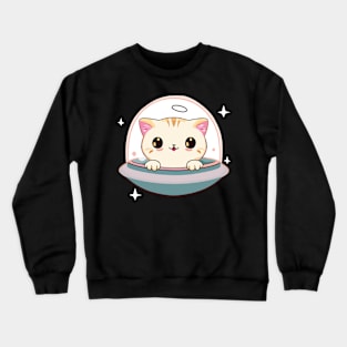 Cat in UFO Crewneck Sweatshirt